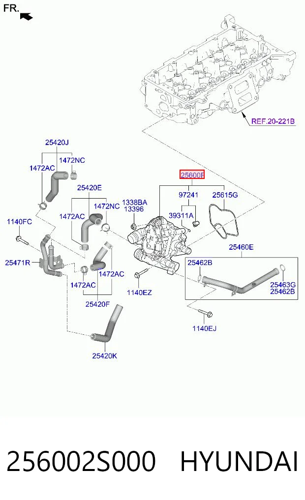 256002S000 Hyundai/Kia Корпус термостата в зборі