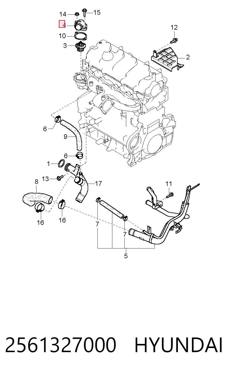 2561327000 Hyundai/Kia Кришка термостата