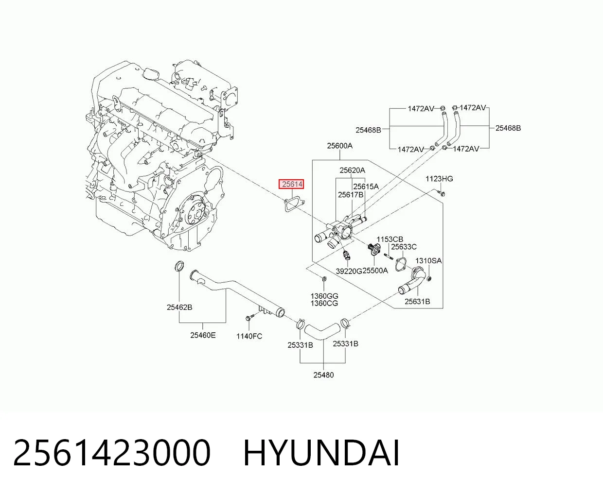 2561423000 Hyundai/Kia Прокладка корпусу термостата