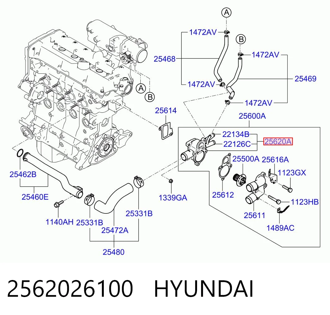  Корпус термостата Hyundai Getz 