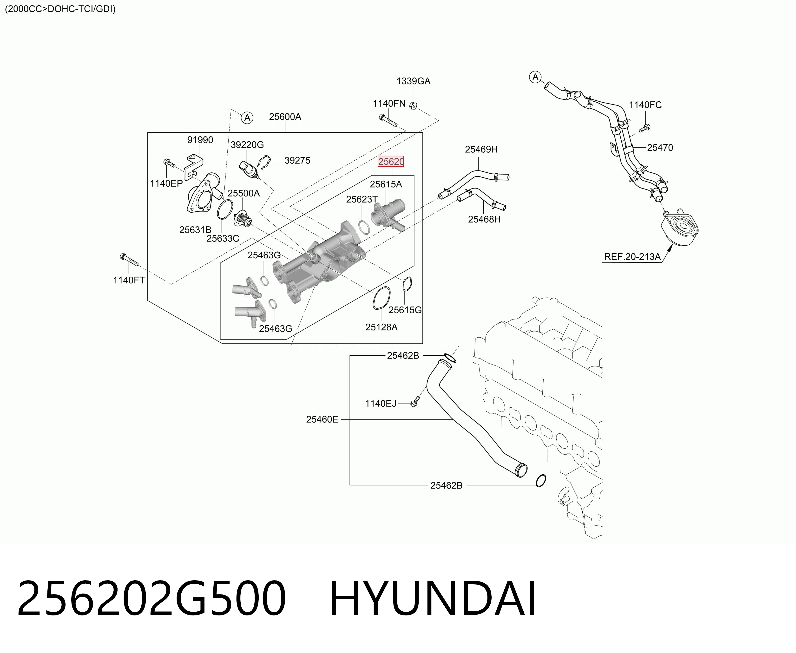 256202G500 Hyundai/Kia Корпус термостата в зборі