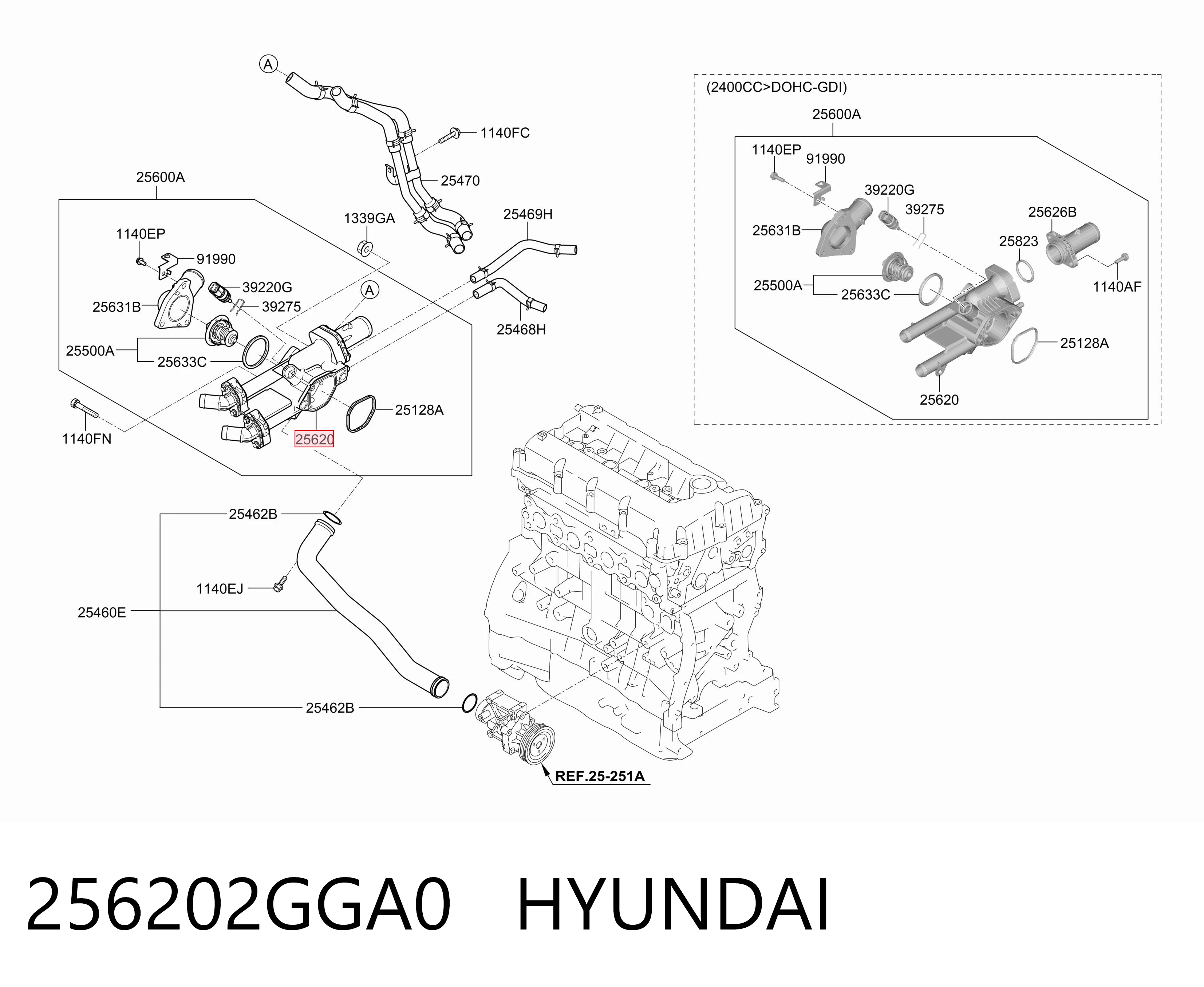 256202GGA0 Hyundai/Kia Корпус термостата в зборі