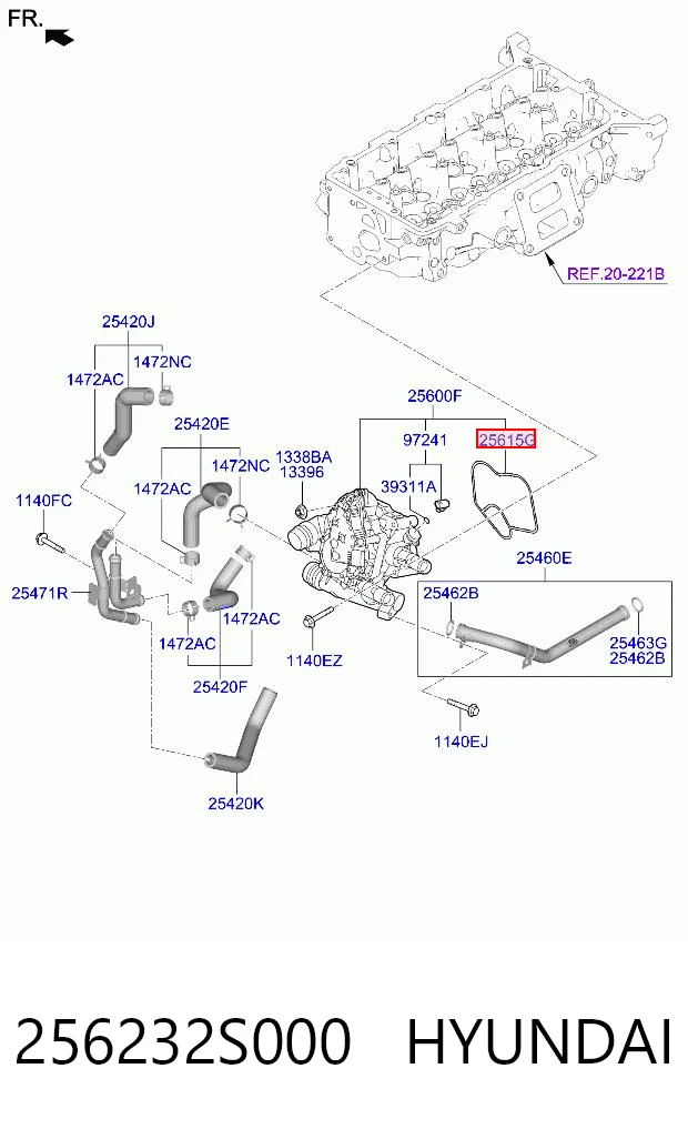 256232S000 Hyundai/Kia Прокладка термостата