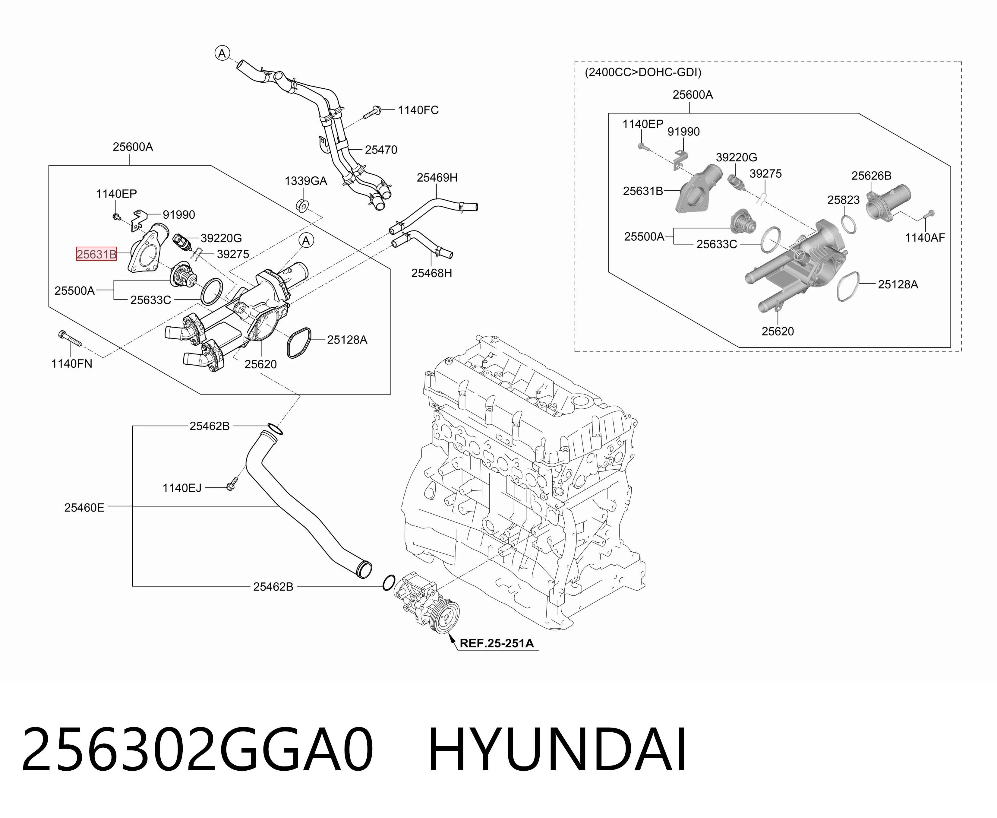 256302GGA0 Hyundai/Kia Кришка термостата