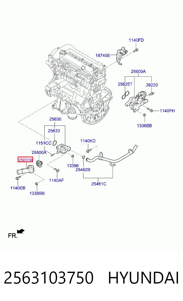 2563103750 Hyundai/Kia Кришка термостата
