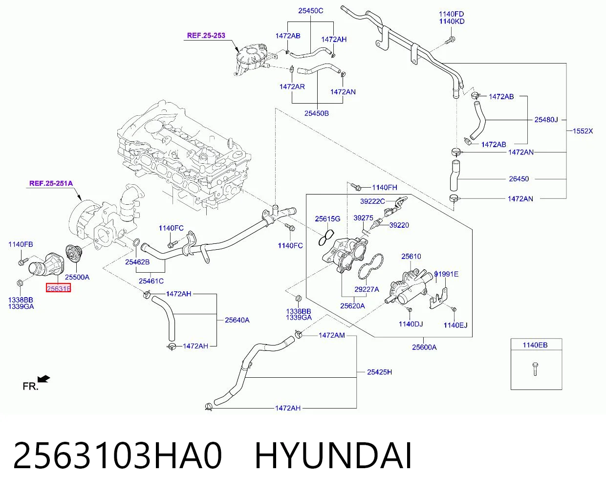 2563103HA0 Hyundai/Kia Кришка термостата