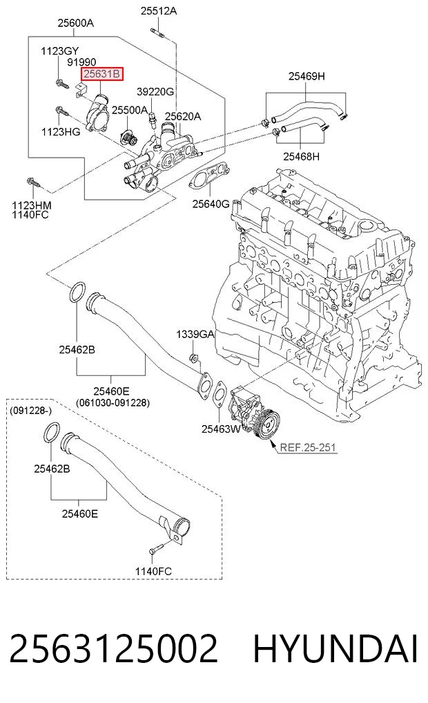 2563125002 Hyundai/Kia Кришка термостата