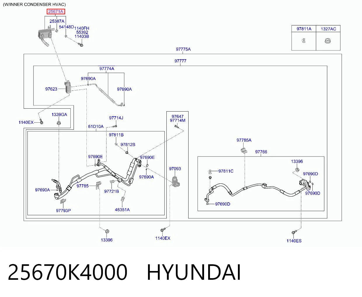 25670K4000 Hyundai/Kia Теплообмінник системи кондиціювання