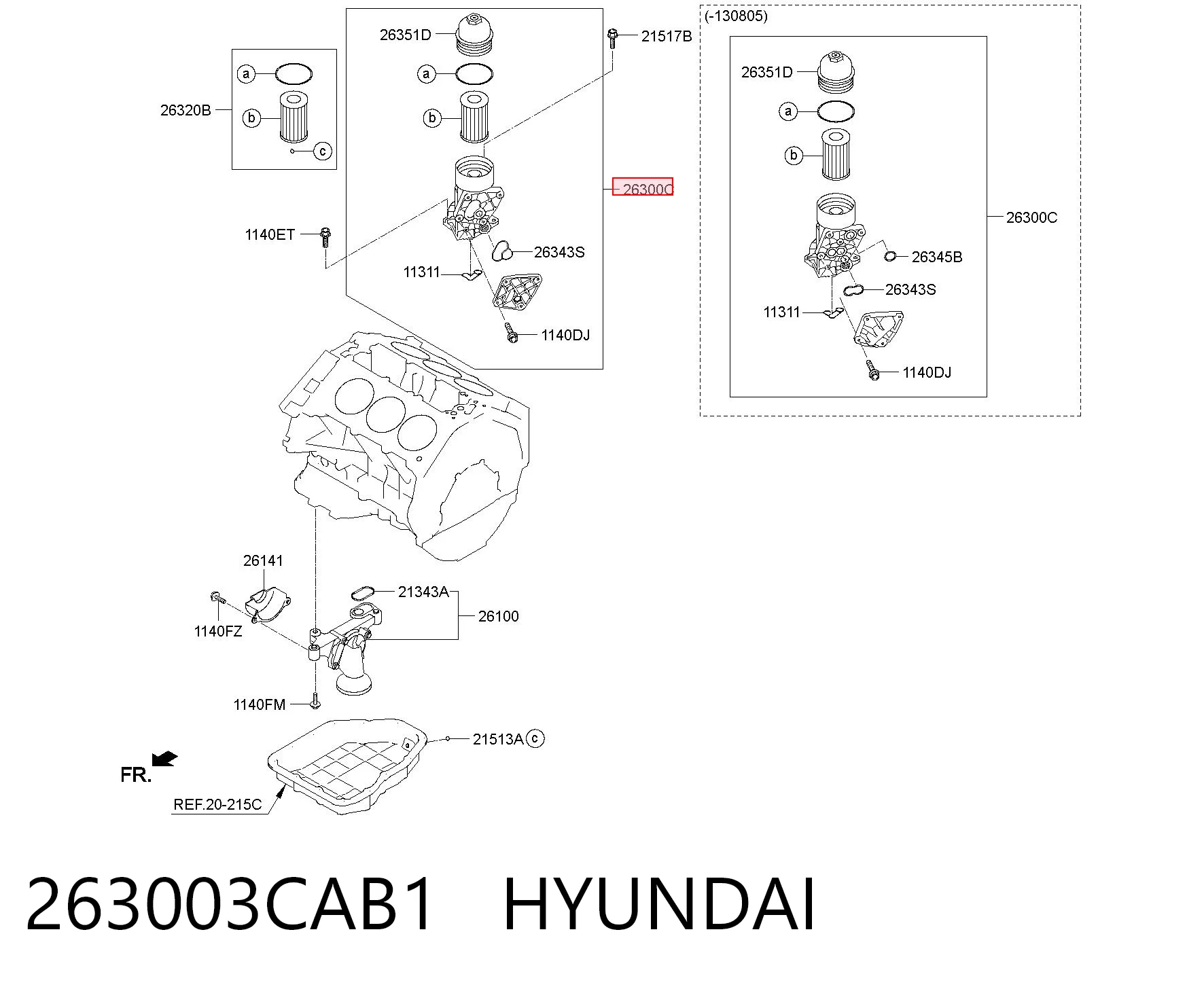 263003CAB1 Hyundai/Kia Корпус маслофільтра