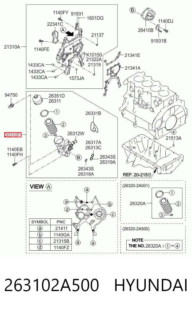 263102A500 Hyundai/Kia Корпус маслофільтра