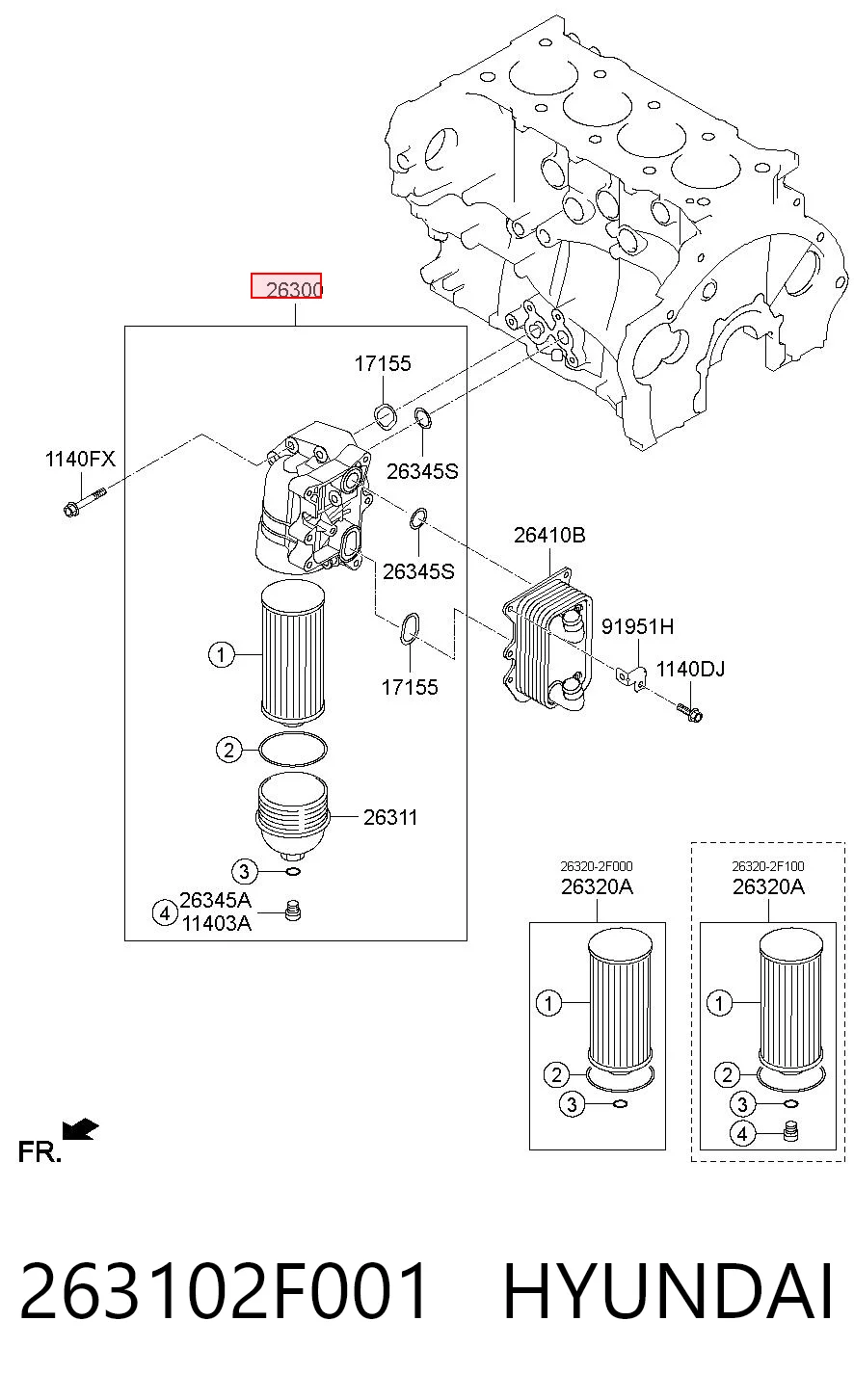 263102F001 Hyundai/Kia Корпус маслофільтра