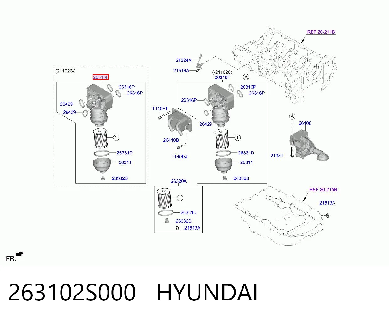 263102S000 Hyundai/Kia Корпус маслофільтра
