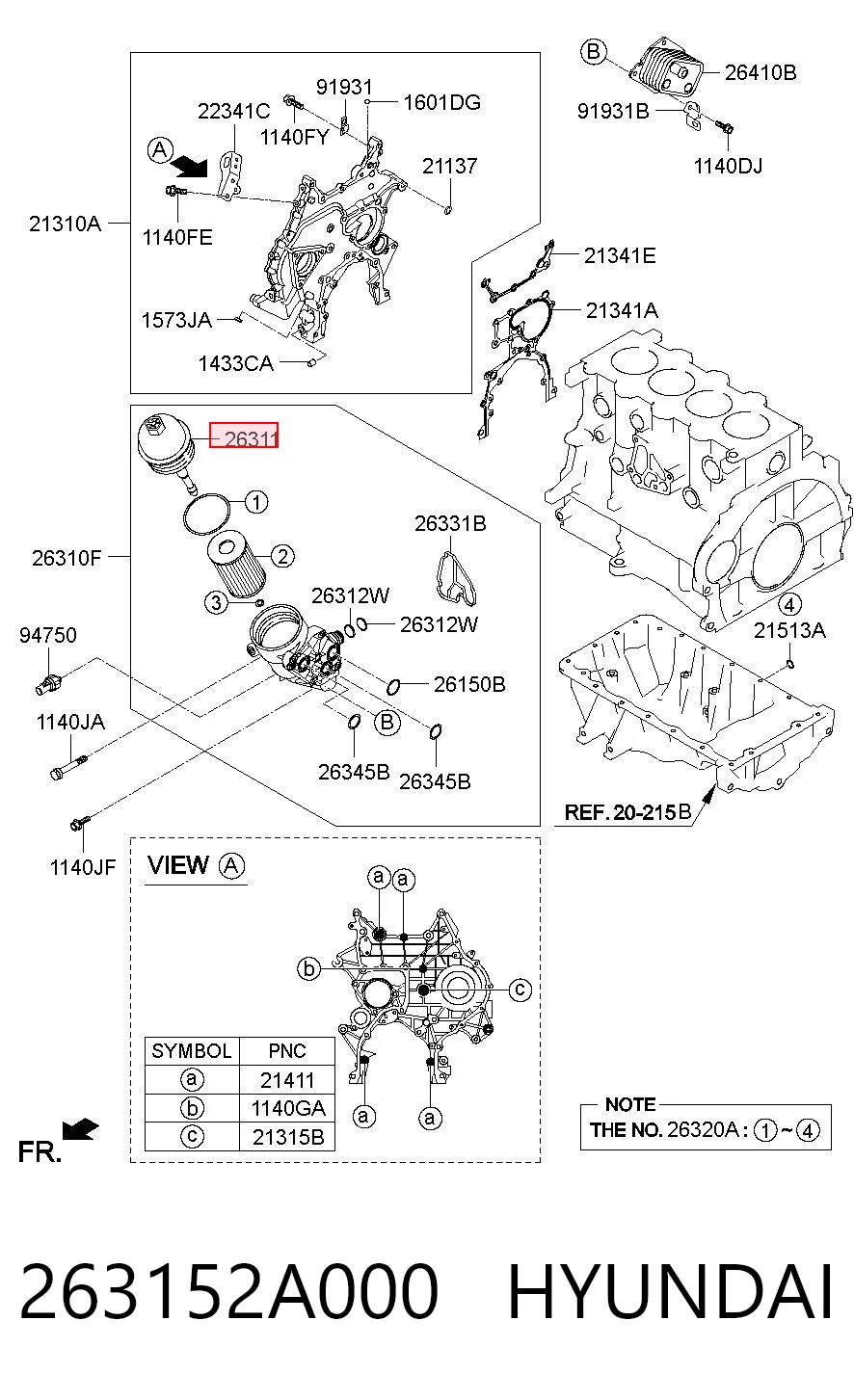 263152A000 Hyundai/Kia Кришка масляного фільтра