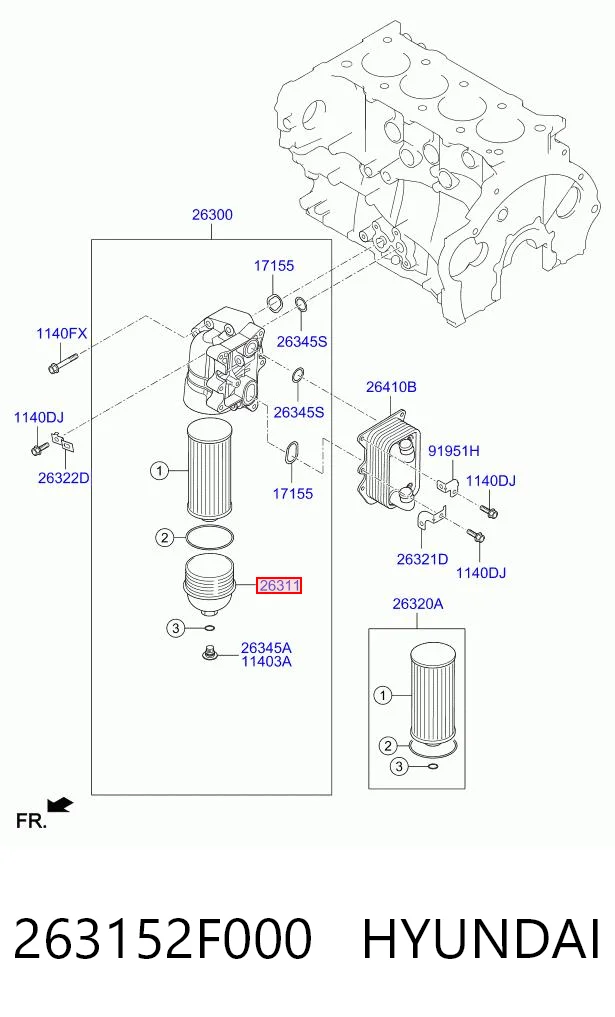 263152F000 Hyundai/Kia Кришка масляного фільтра