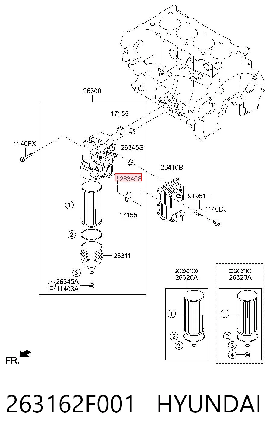 263162F001 Hyundai/Kia Сальник колінчастого валу