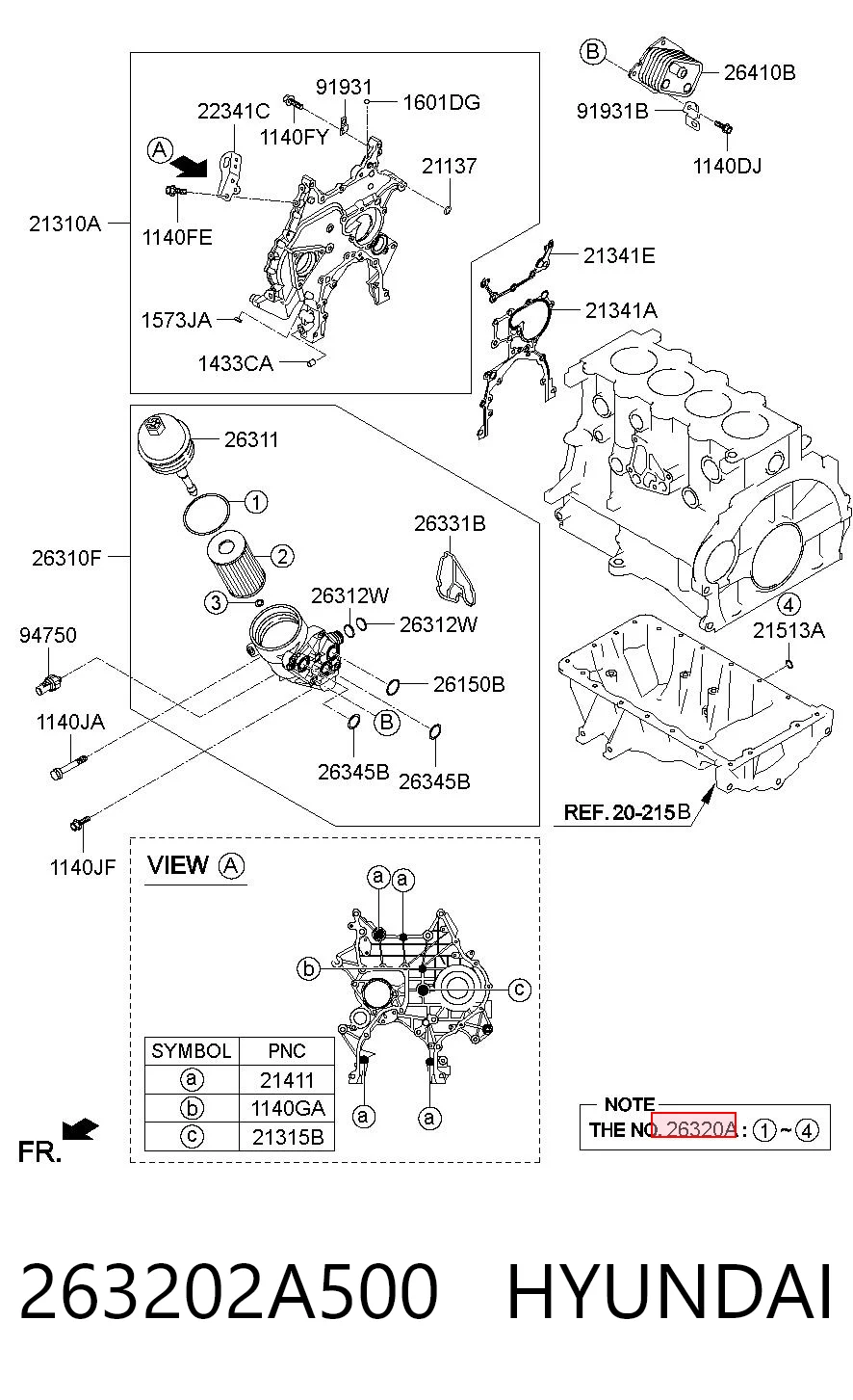 263202A500 Hyundai/Kia Фільтр масла