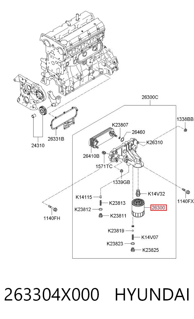 263304X000 Hyundai/Kia Фільтр масла