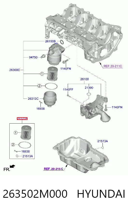 263502M000 Hyundai/Kia Фільтр масла