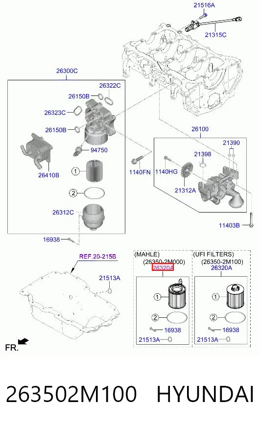 263502M100 Hyundai/Kia Фільтр масла