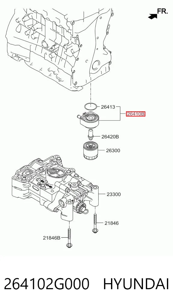 264102G000 Hyundai/Kia Радіатор масляний (холодильник), під фільтром