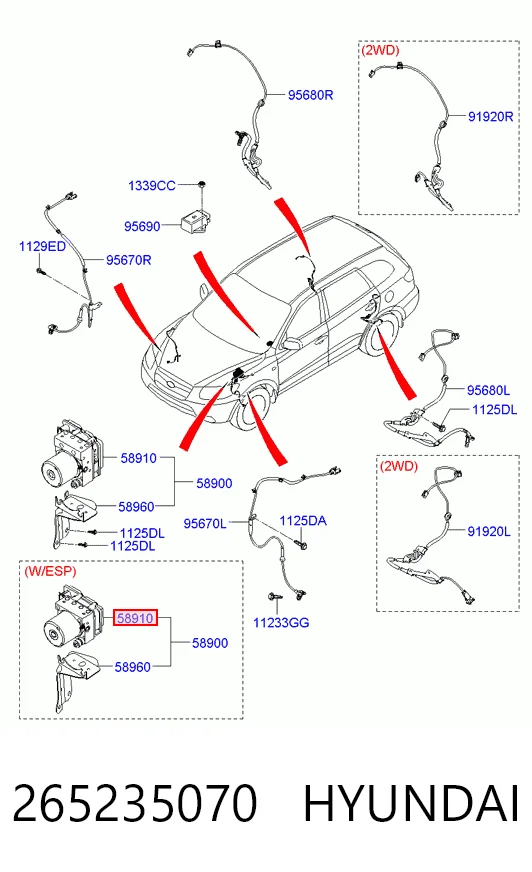 Блок управління АБС (ABS) на Hyundai Santa Fe II CM