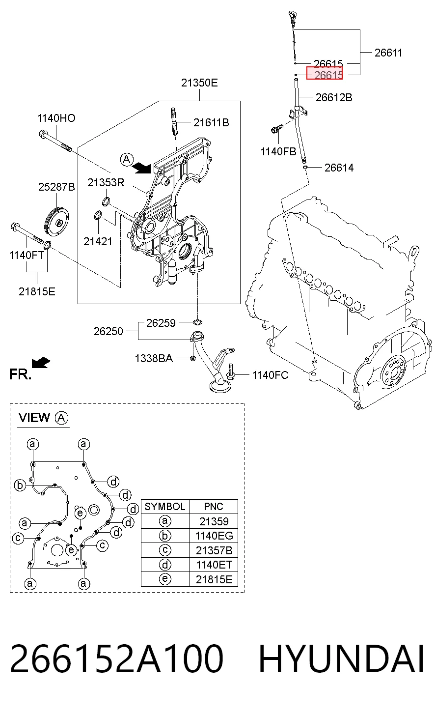 266152B000 Chrysler Кільце ущільнювача направляючої щупа рівня масла двигуна