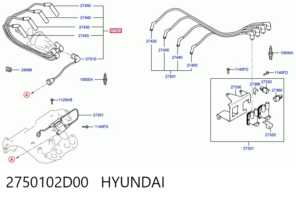 2750102D00 Hyundai/Kia Проводи високовольтні