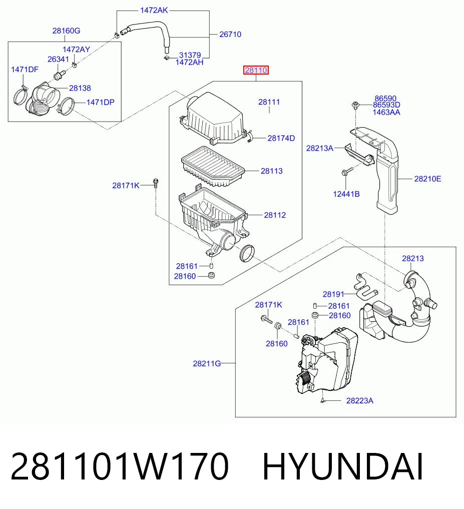 281101W170 Hyundai/Kia Коробка фільтра