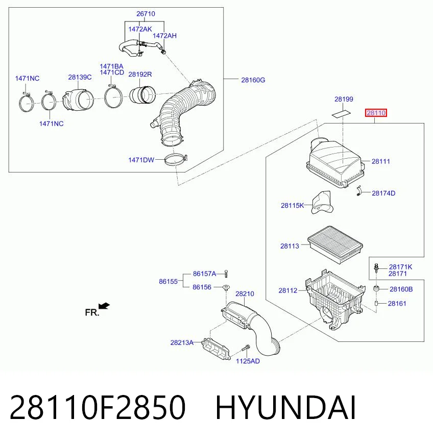 Корпус повітряного фільтра Hyundai Elantra 6 AD
