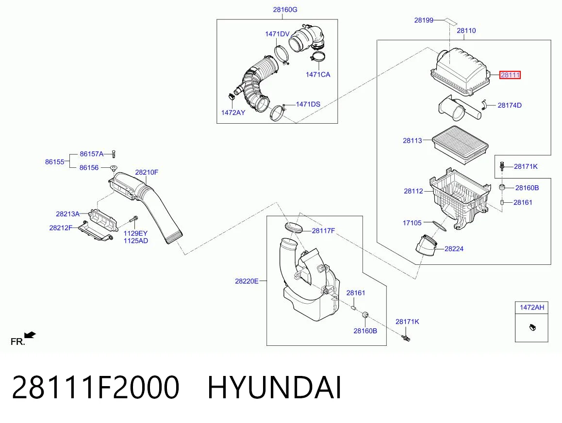 28111F2000 Hyundai/Kia Корпус повітряного фільтра, верхня частина