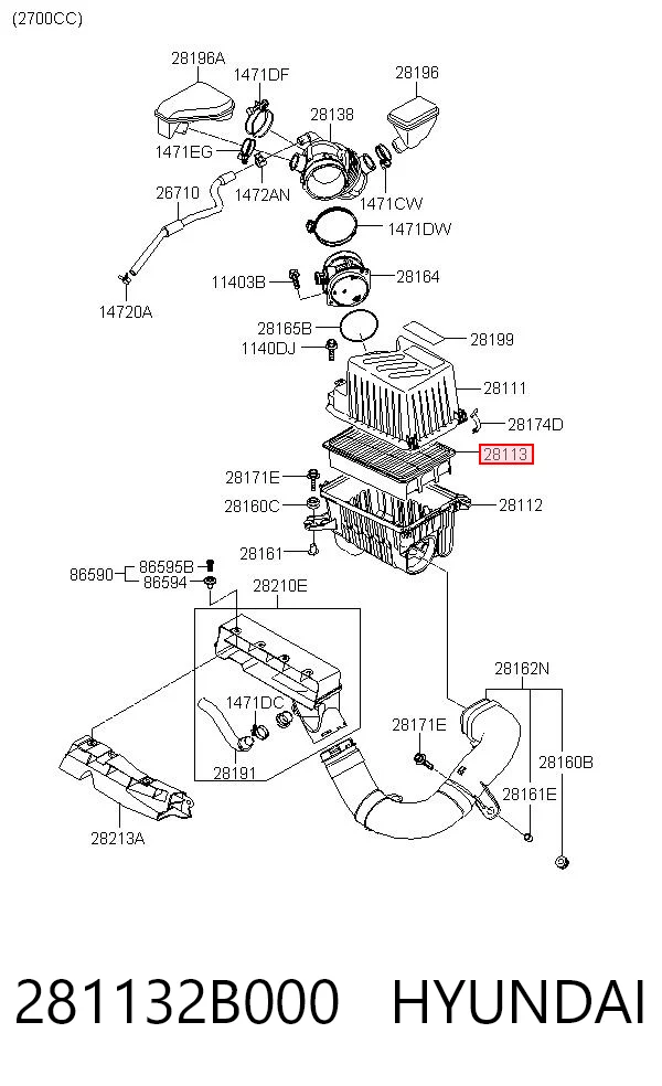 281132B000 Hyundai/Kia Повітряний фільтр двигуна