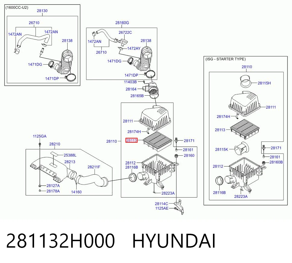 281132H000 Hyundai/Kia Повітряний фільтр двигуна