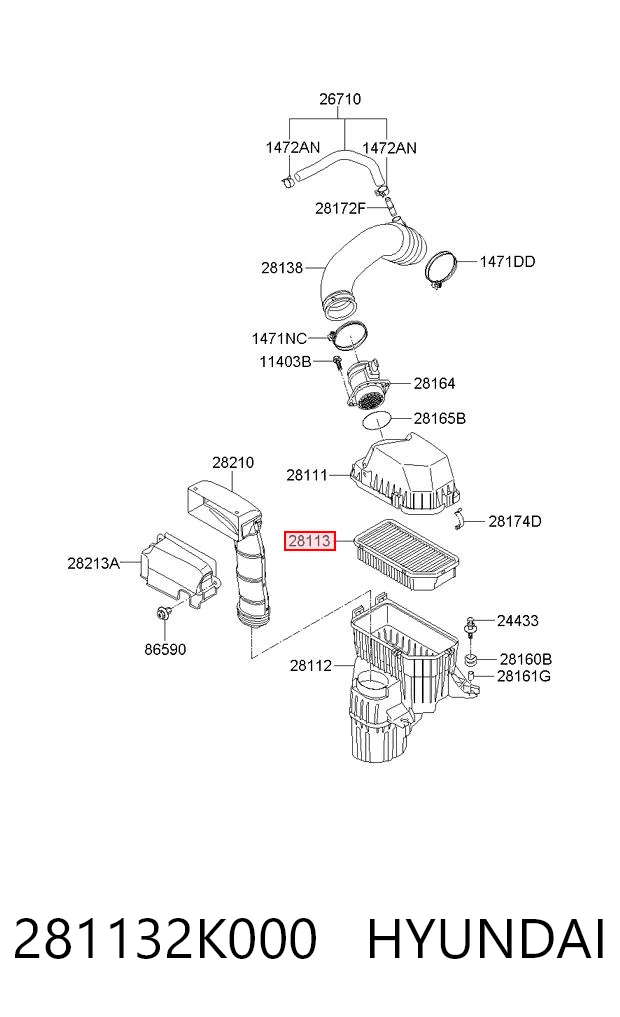 281132K000 Hyundai/Kia Повітряний фільтр двигуна