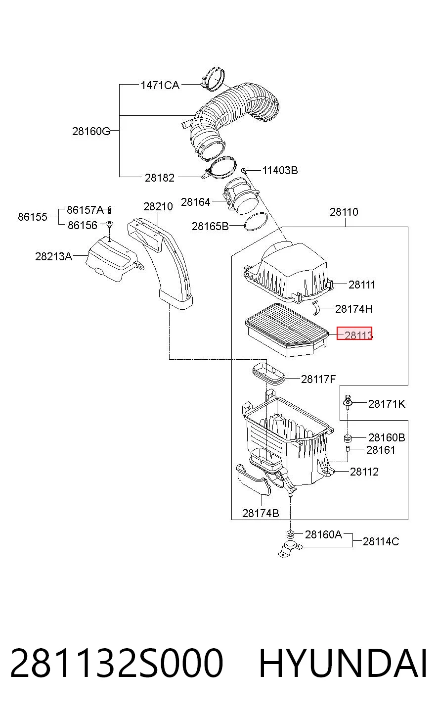 281132S000 Hyundai/Kia Повітряний фільтр двигуна