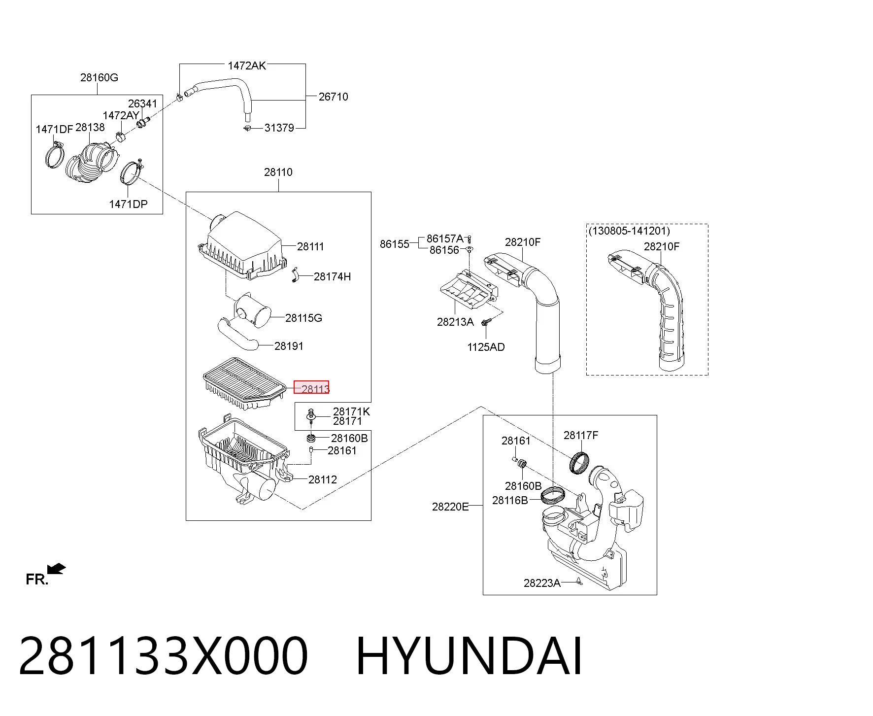 281133X000 Hyundai/Kia Повітряний фільтр двигуна
