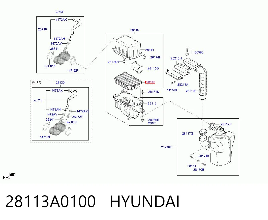 28113A0100 Hyundai/Kia Повітряний фільтр двигуна