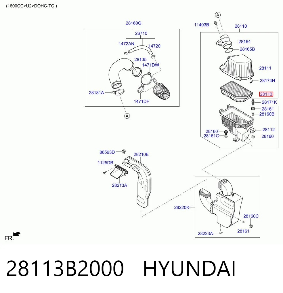 28113B2000 Hyundai/Kia Повітряний фільтр двигуна