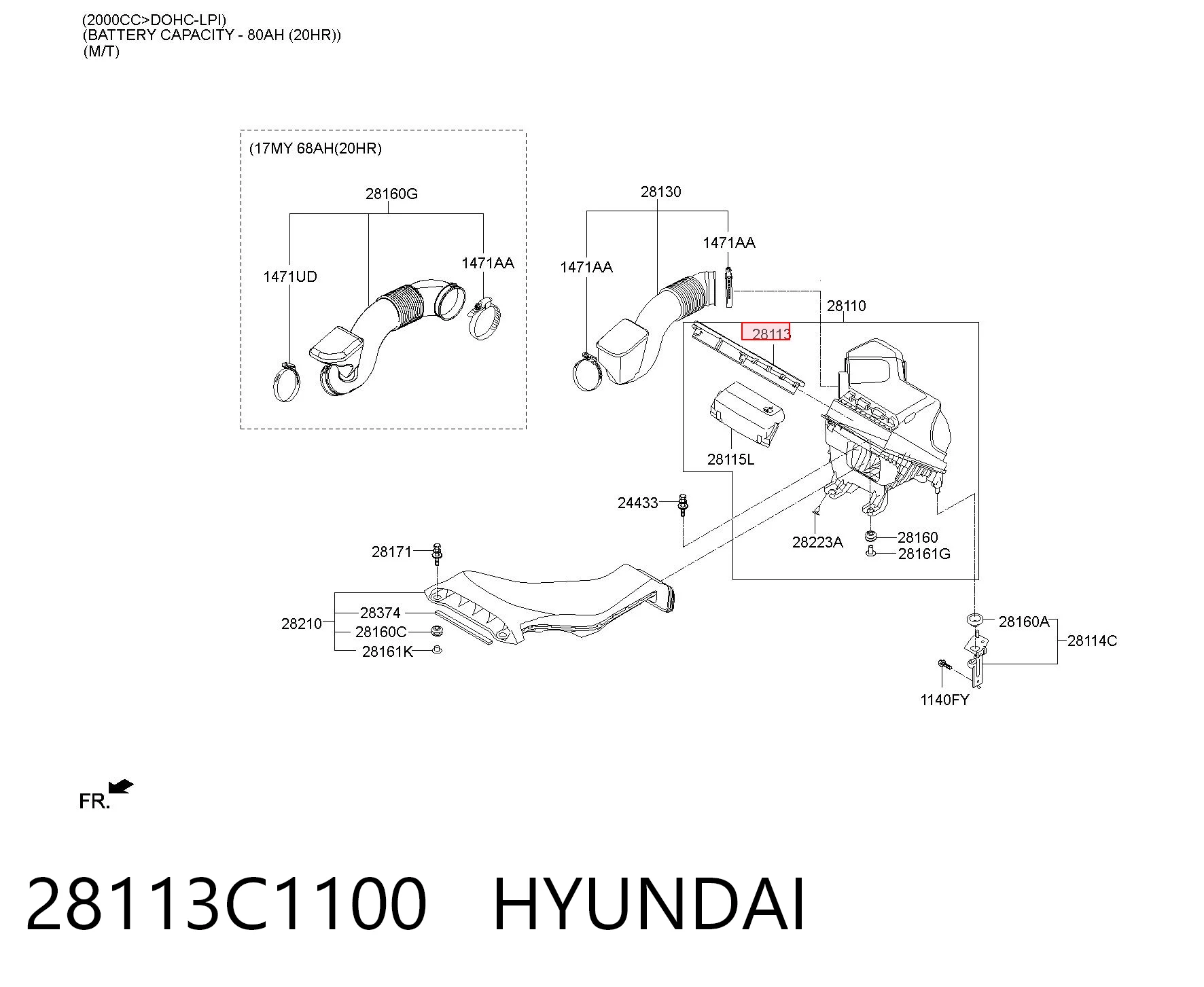 28113C1100 Hyundai/Kia Повітряний фільтр двигуна