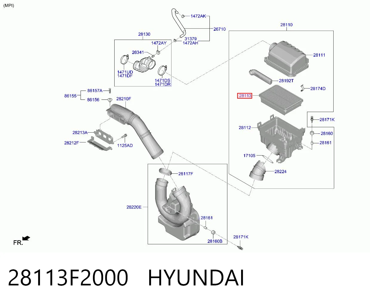 28113F2000 Hyundai/Kia Повітряний фільтр двигуна