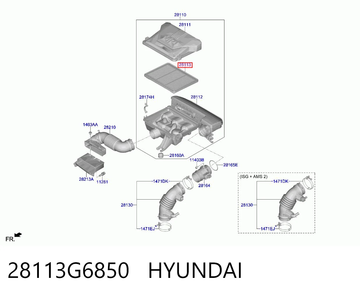 28113G6850 Hyundai/Kia Повітряний фільтр двигуна