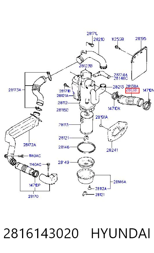 Купити MD095046 Mitsubishi Патрубок повітряний, вхід повітряного фільтра