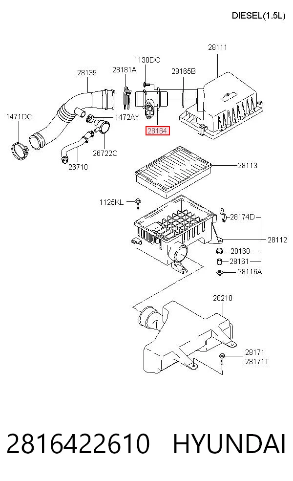 2816422610 Hyundai/Kia Датчик витрати повітря