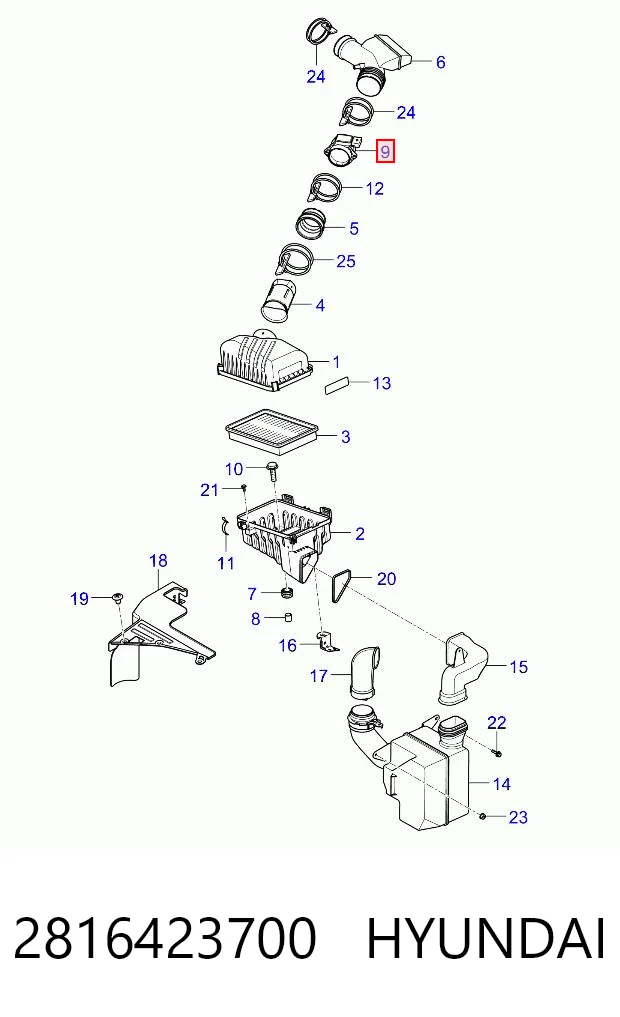 2816423700 Hyundai/Kia Датчик витрати повітря