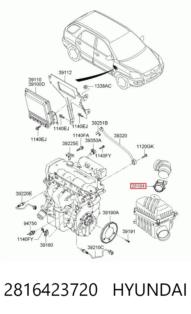 2816423720 Hyundai/Kia Датчик витрати повітря