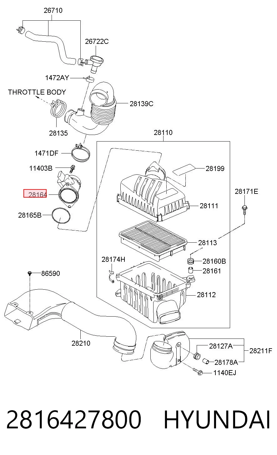 2816427800 Hyundai/Kia Датчик витрати повітря