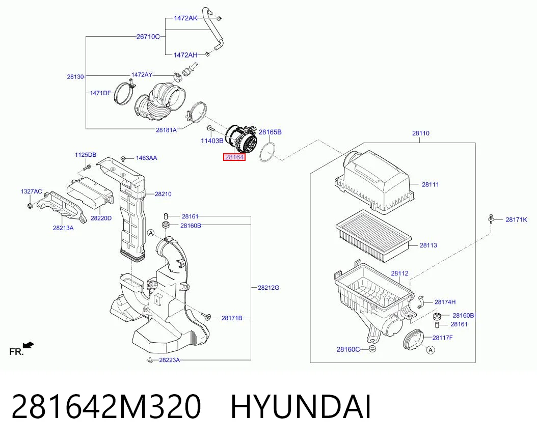 281642M320 Hyundai/Kia Датчик витрати повітря