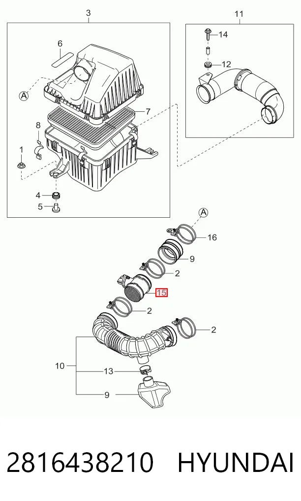 2816438210 Hyundai/Kia Датчик витрати повітря