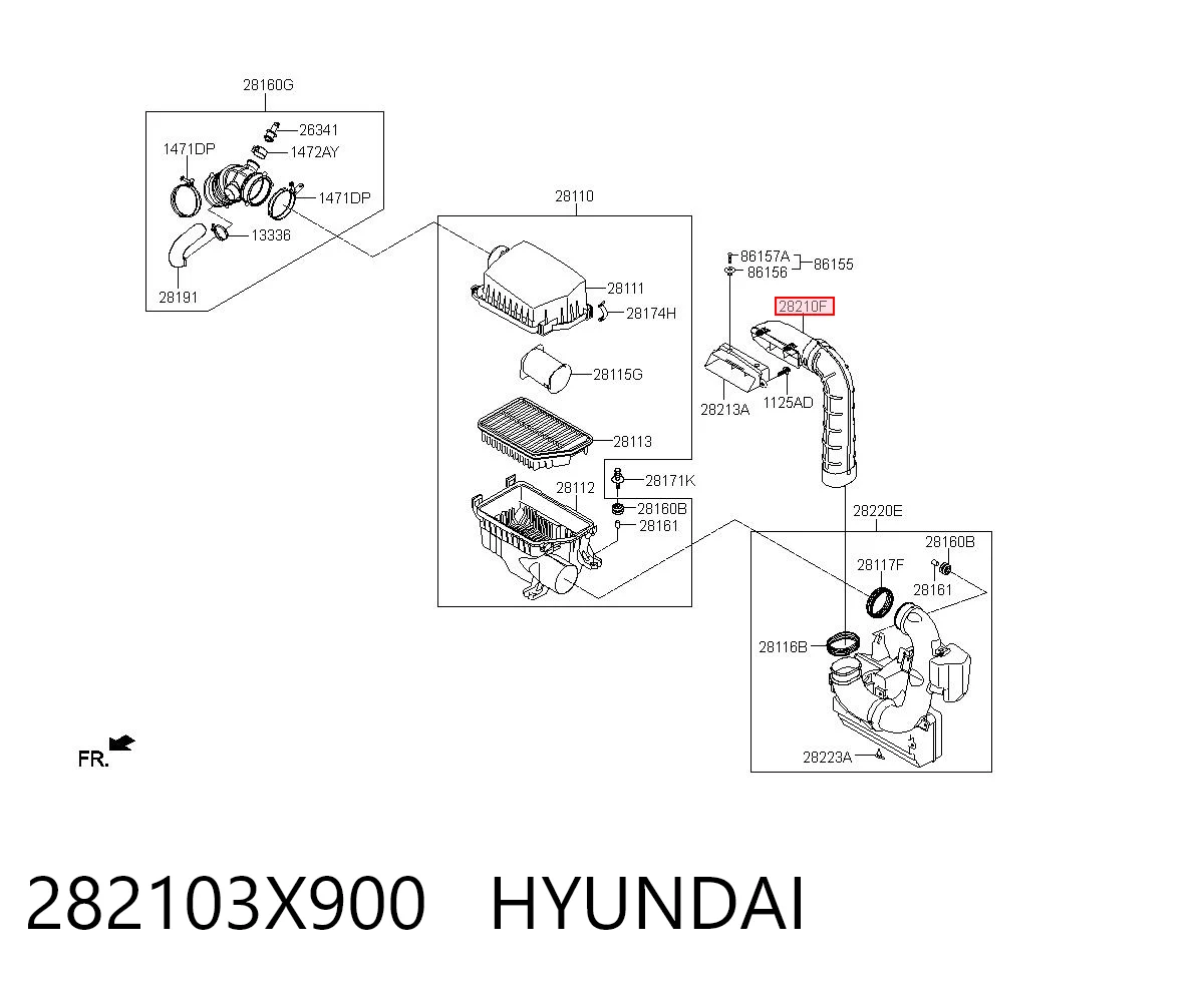 282103X900 Hyundai/Kia Патрубок повітряний, вхід в резонатор