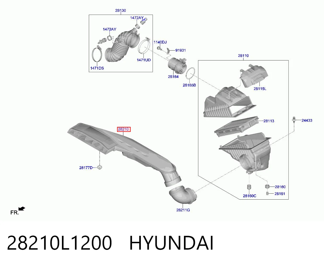 28210L1200 Hyundai/Kia Повітрозабірник повітряного фільтра