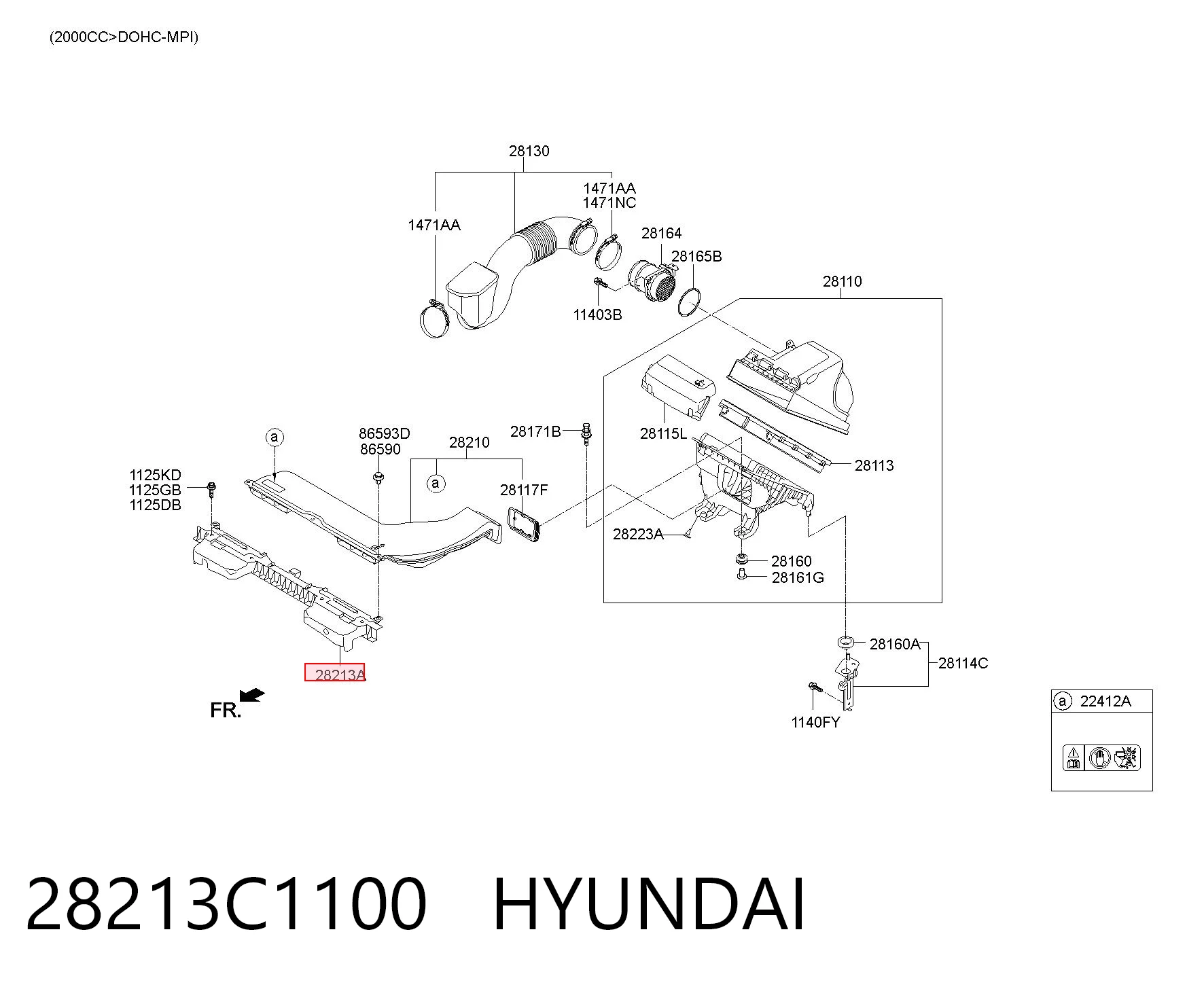 28213C1100 Hyundai/Kia Повітрозабірник повітряного фільтра